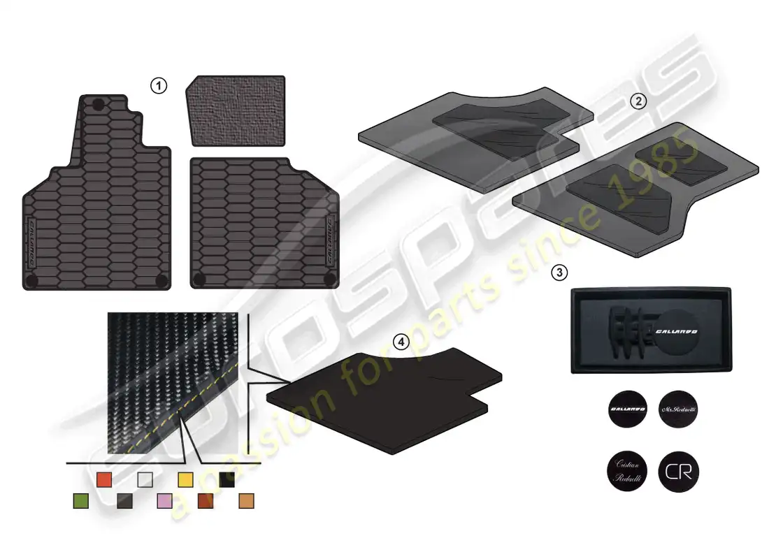 lamborghini gallardo spyder (accessories) paquete de renovación diagrama de piezas