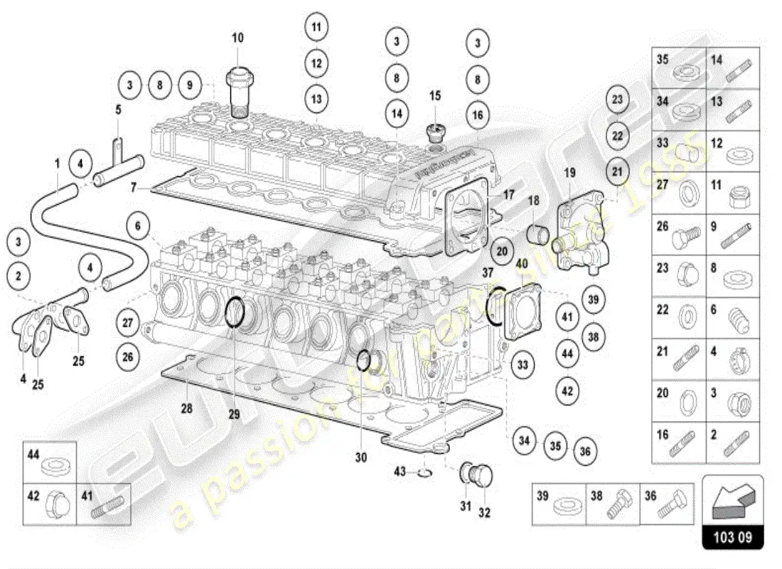 lamborghini diablo vt (1998) accesorios para cabeza izquierda diagrama de piezas