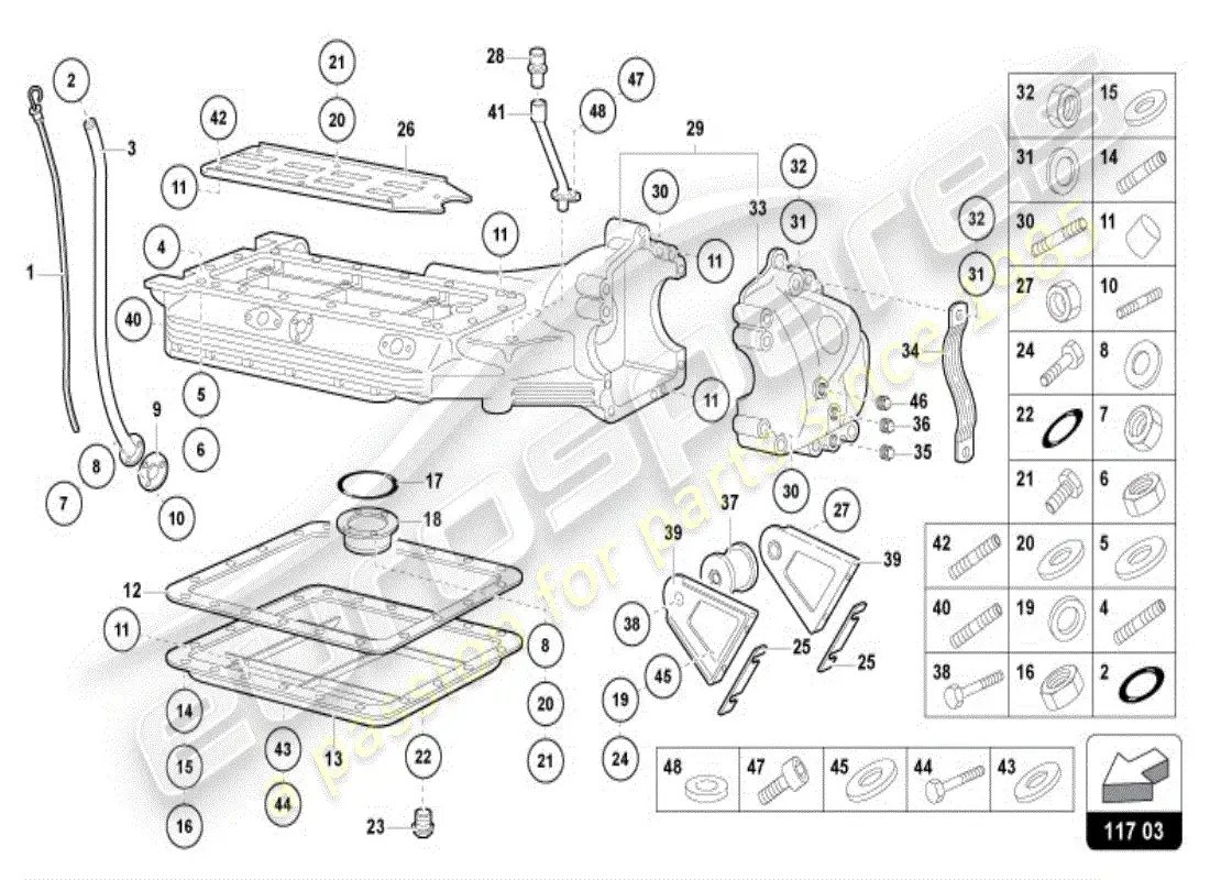 lamborghini diablo vt (1997) cárter de aceite diagrama de piezas