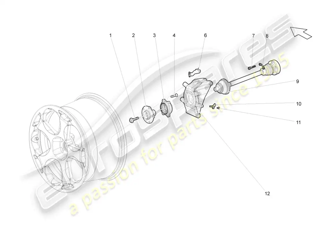 lamborghini gallardo coupe (2005) eje de transmisión trasero diagrama de piezas