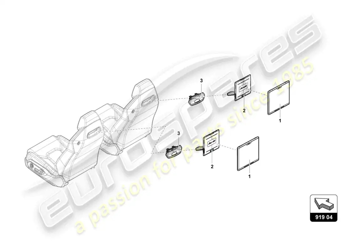 lamborghini urus (2022) piezas eléctricas para infoentretenimiento trasero diagrama de piezas