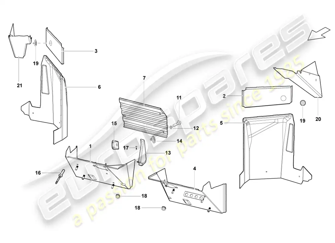 lamborghini lp550-2 spyder (2012) parte delantera de la carrocería diagrama de piezas