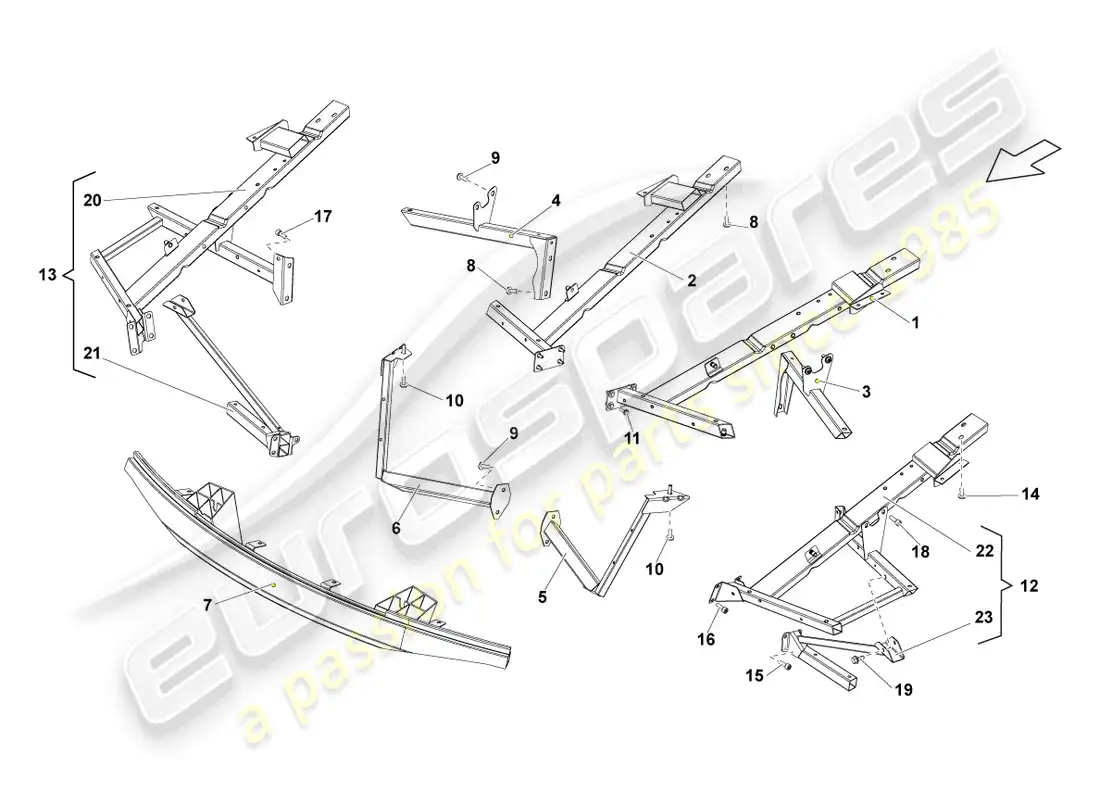 lamborghini lp550-2 spyder (2012) parte delantera de la carrocería diagrama de piezas