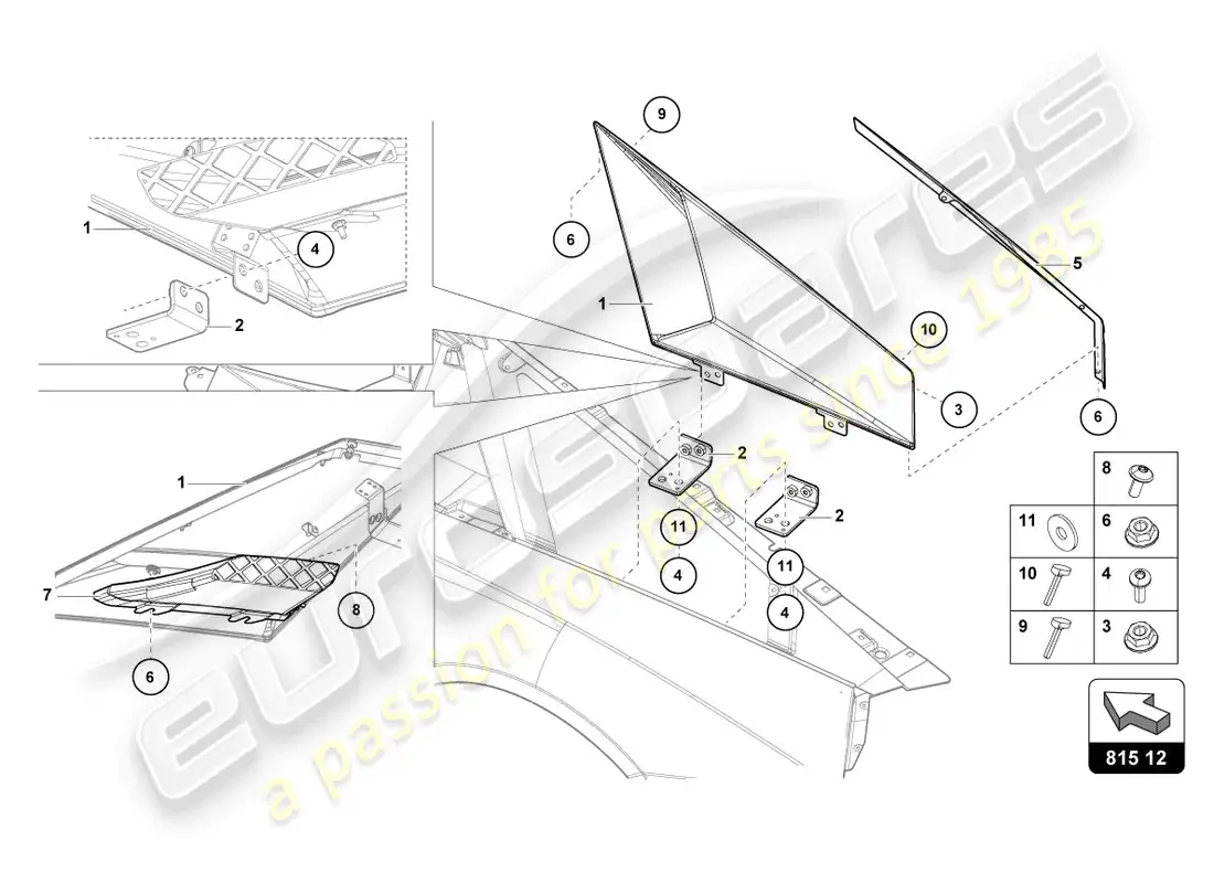 lamborghini ultimae (2022) cartón para conductos de aire diagrama de piezas