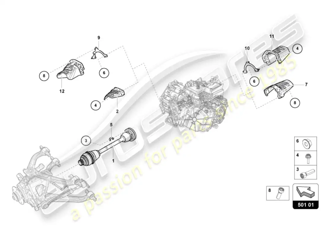 lamborghini sto (2024) eje trasero diagrama de piezas