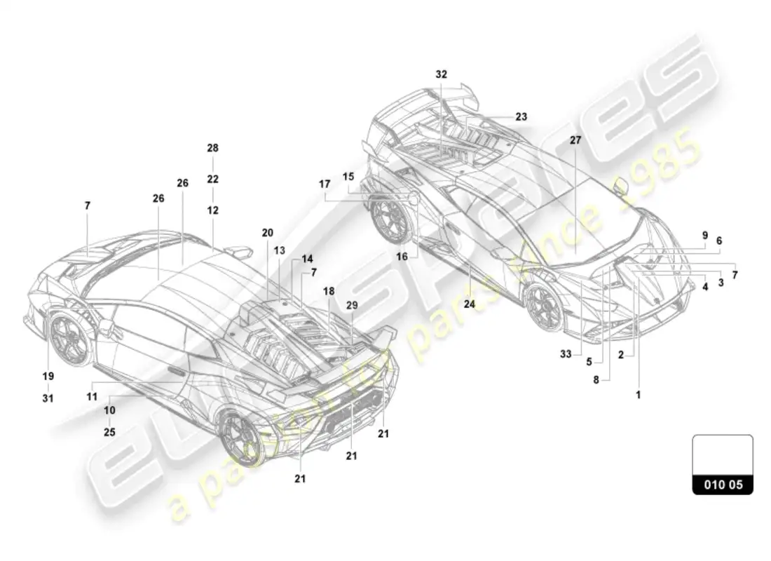 lamborghini sto (2024) inscripciones/letras diagrama de piezas