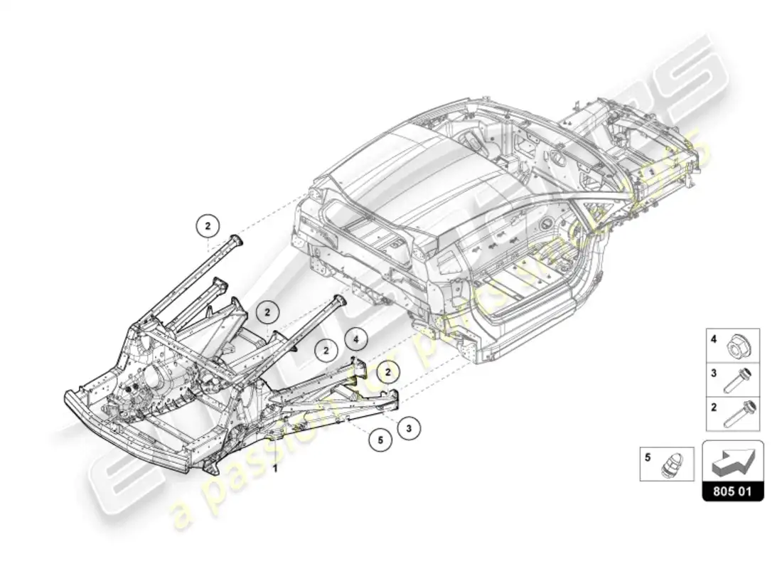 lamborghini revuelto coupe (2024) chasis trasero diagrama de piezas