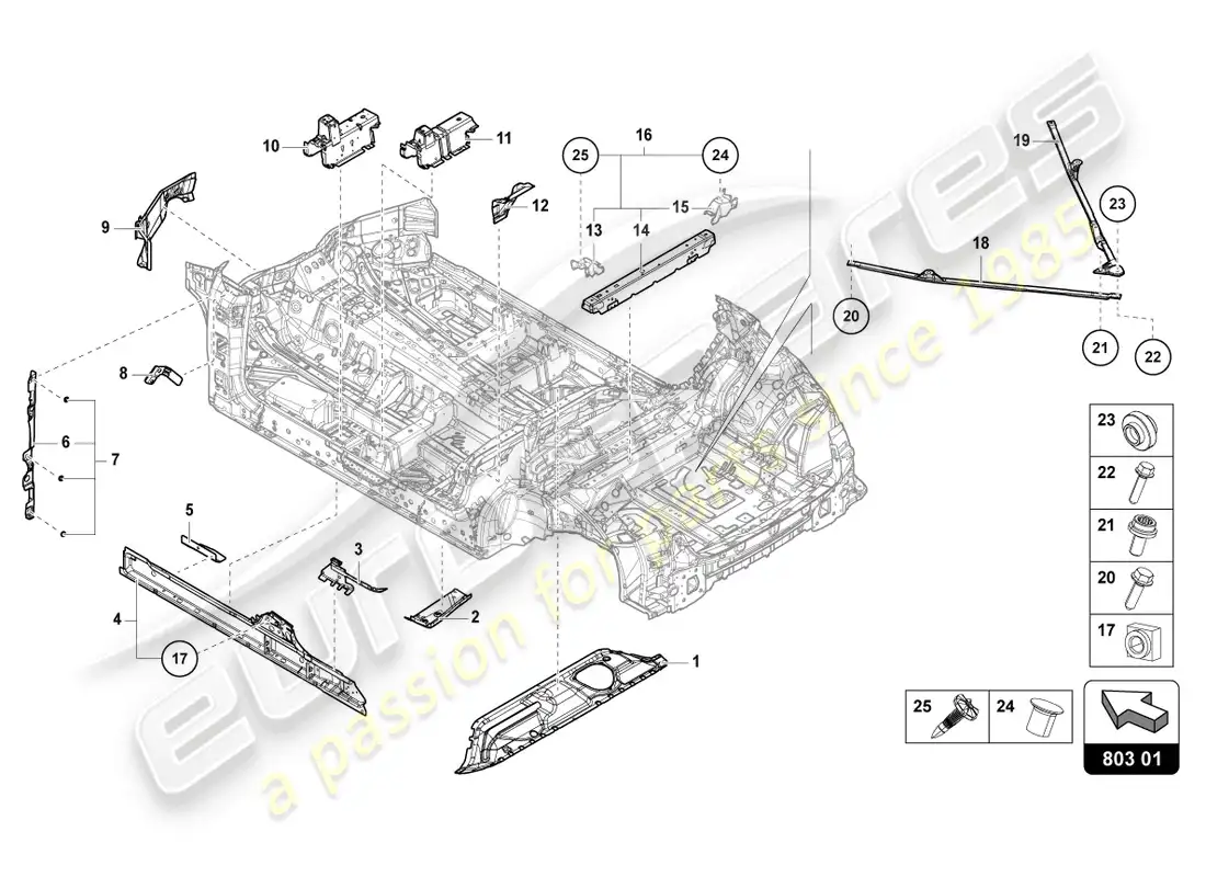 lamborghini urus s (2023) bajos diagrama de piezas