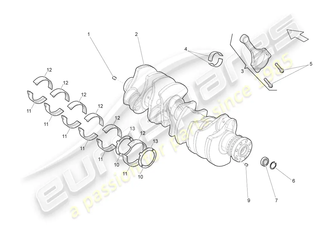 lamborghini gallardo spyder (2008) cigüeñal diagrama de piezas