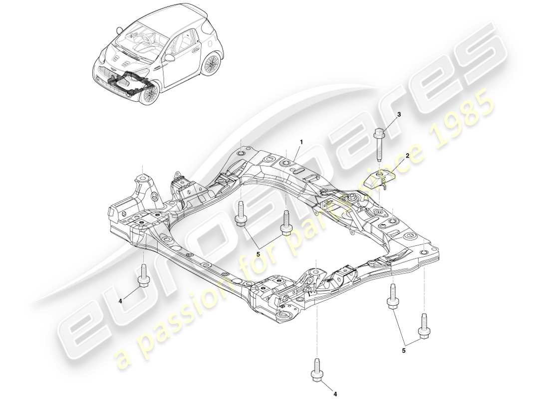 aston martin cygnet (2012) diagrama de piezas del subchasis delantero