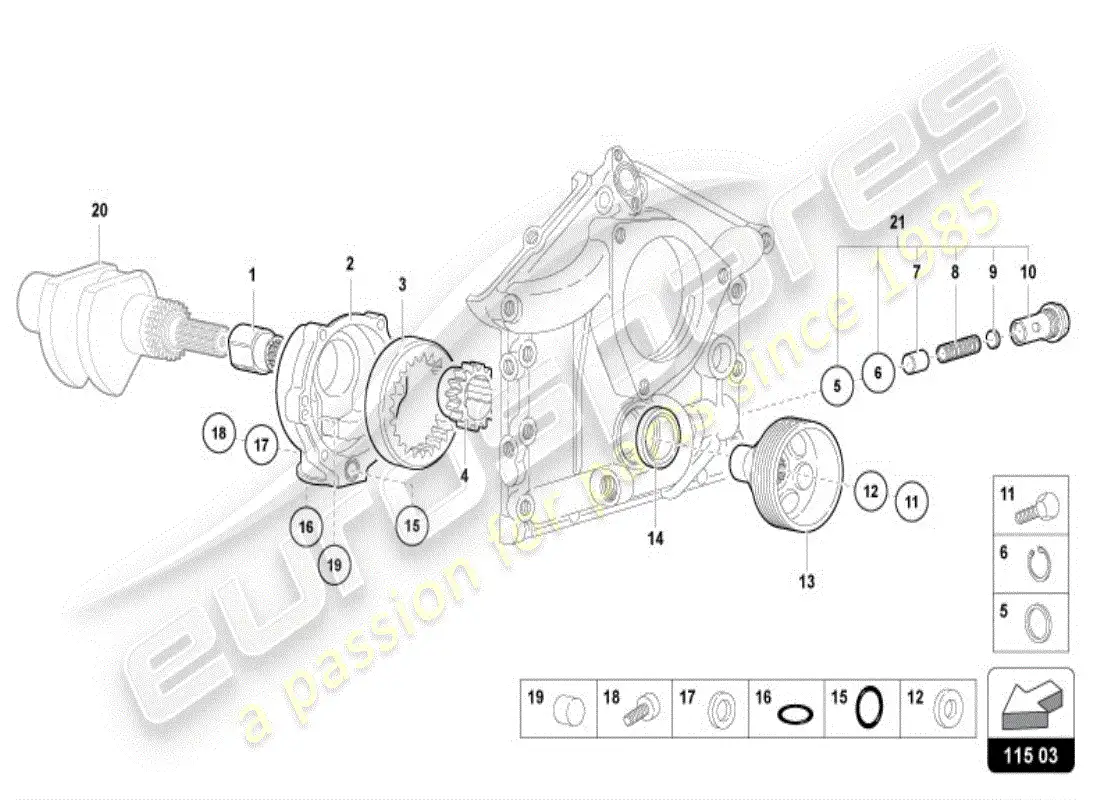 lamborghini diablo vt (1997) bomba de aceite diagrama de piezas