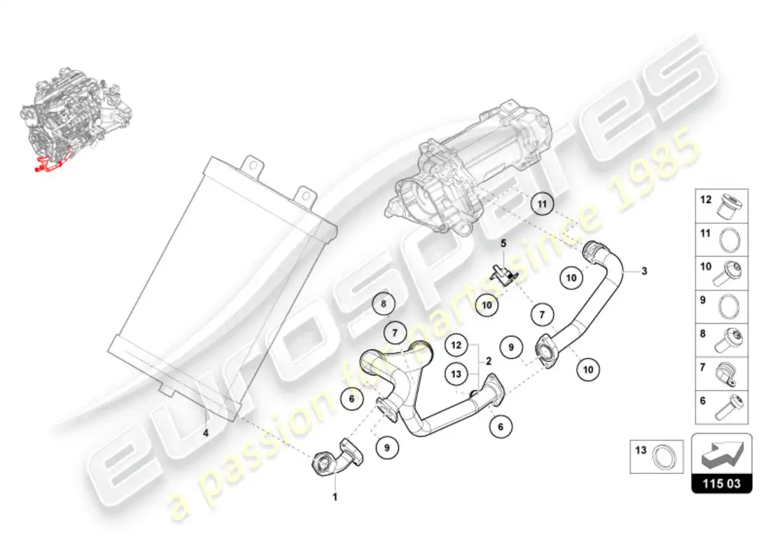 lamborghini revuelto coupe (2024) hydraulic system and fluid container with connect. pieces diagrama de piezas