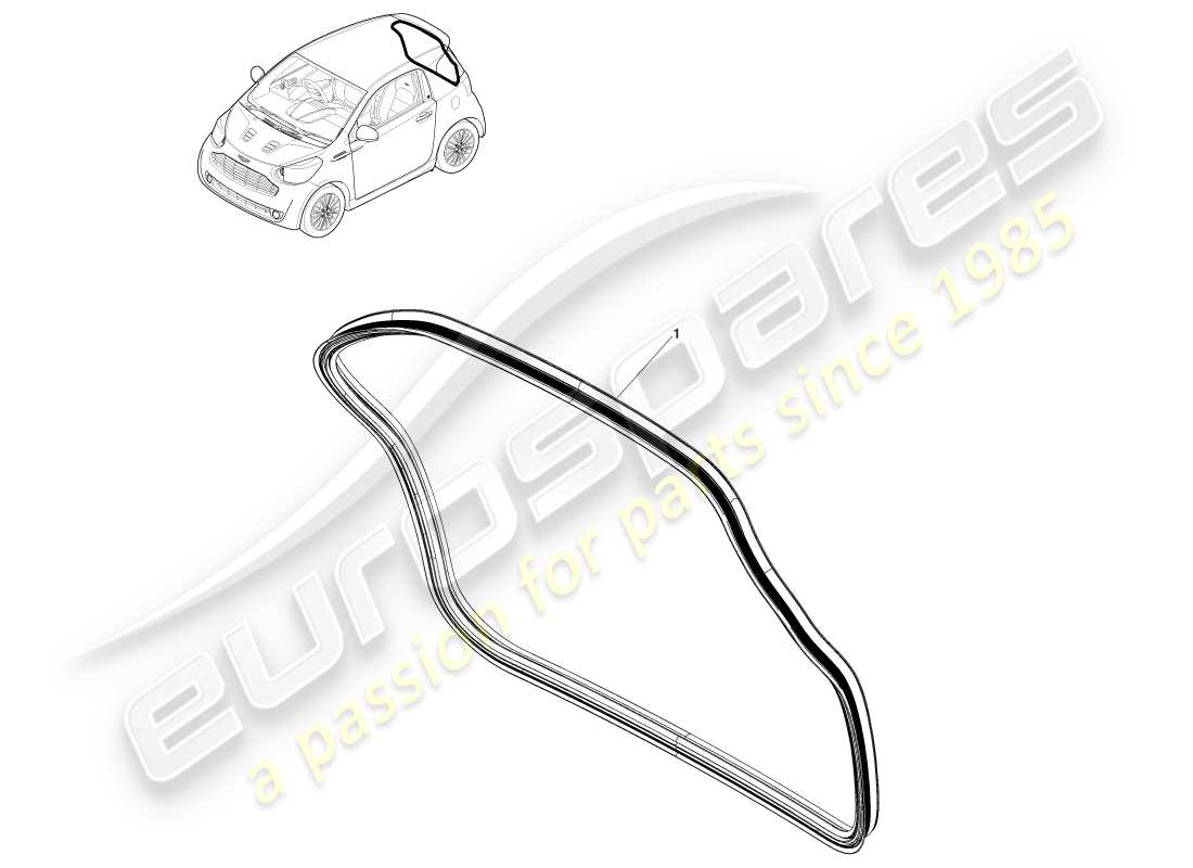 aston martin cygnet (2012) diagrama de piezas del burlete de cierre trasero