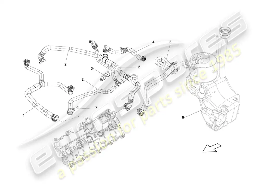 lamborghini lp560-4 spider (2014) ventilación para tapa de culata diagrama de piezas