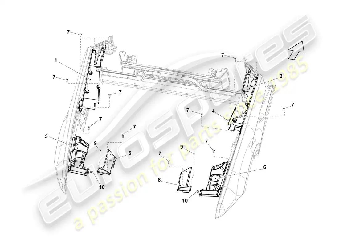 lamborghini lp560-4 spider (2014) tapa para compartimiento del motor diagrama de piezas