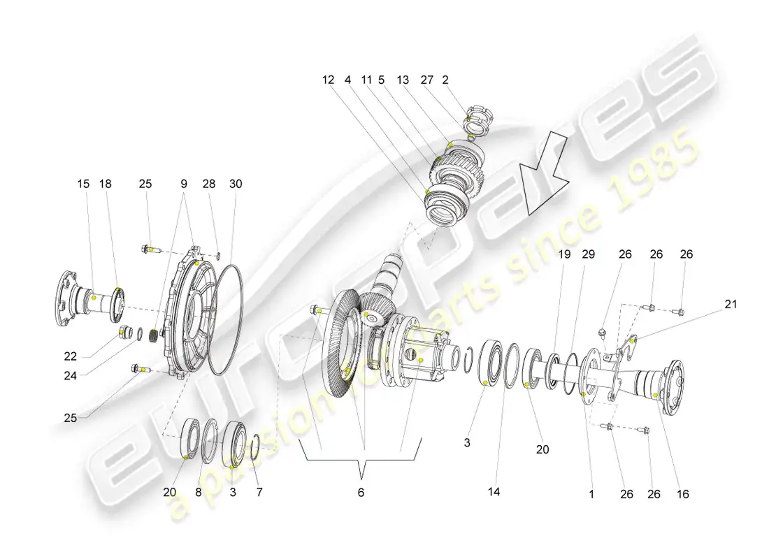 lamborghini gallardo spyder (2006) diferencial diagrama de piezas