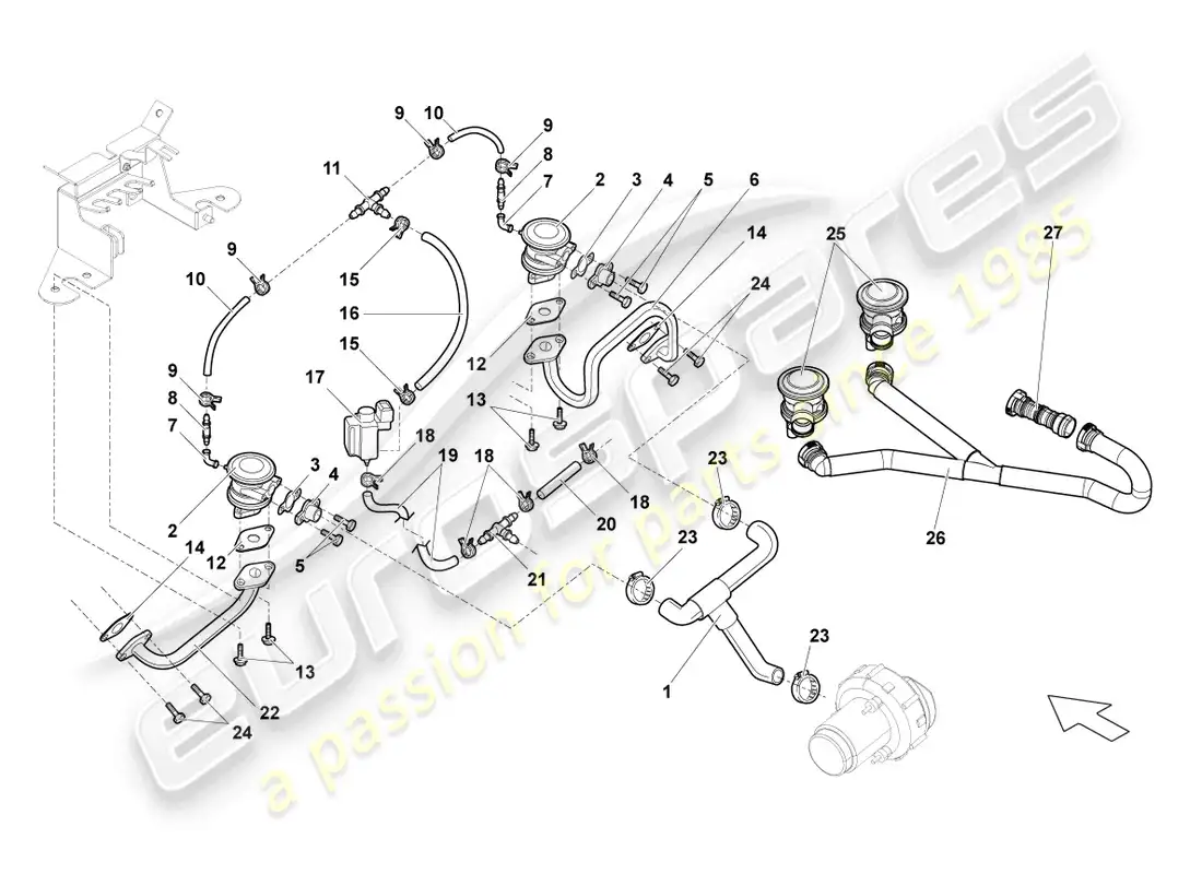 lamborghini gallardo spyder (2006) válvula combi diagrama de piezas