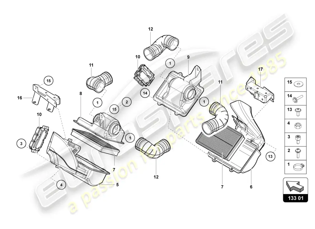 lamborghini ultimae (2022) filtro de aire diagrama de piezas