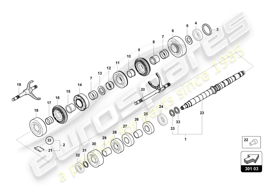 lamborghini ultimae (2022) eje de la caja de engranajes de reducción diagrama de piezas