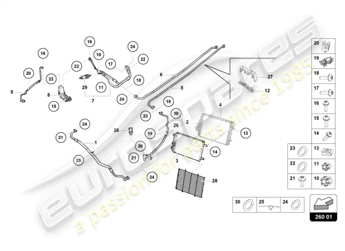 lamborghini tecnica (2024) condensador de a/c diagrama de piezas