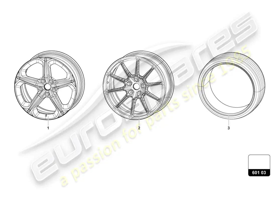 lamborghini urus (2022) ruedas/neumáticos 21 diagrama de piezas