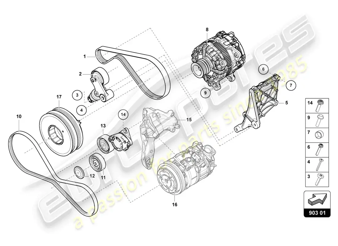 lamborghini urus (2022) alternador diagrama de piezas