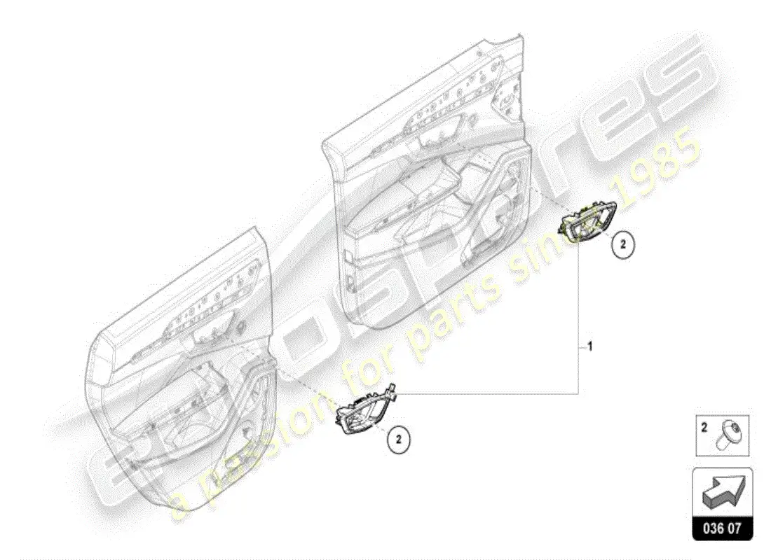 lamborghini urus s (accessories) manija de puerta interior diagrama de piezas