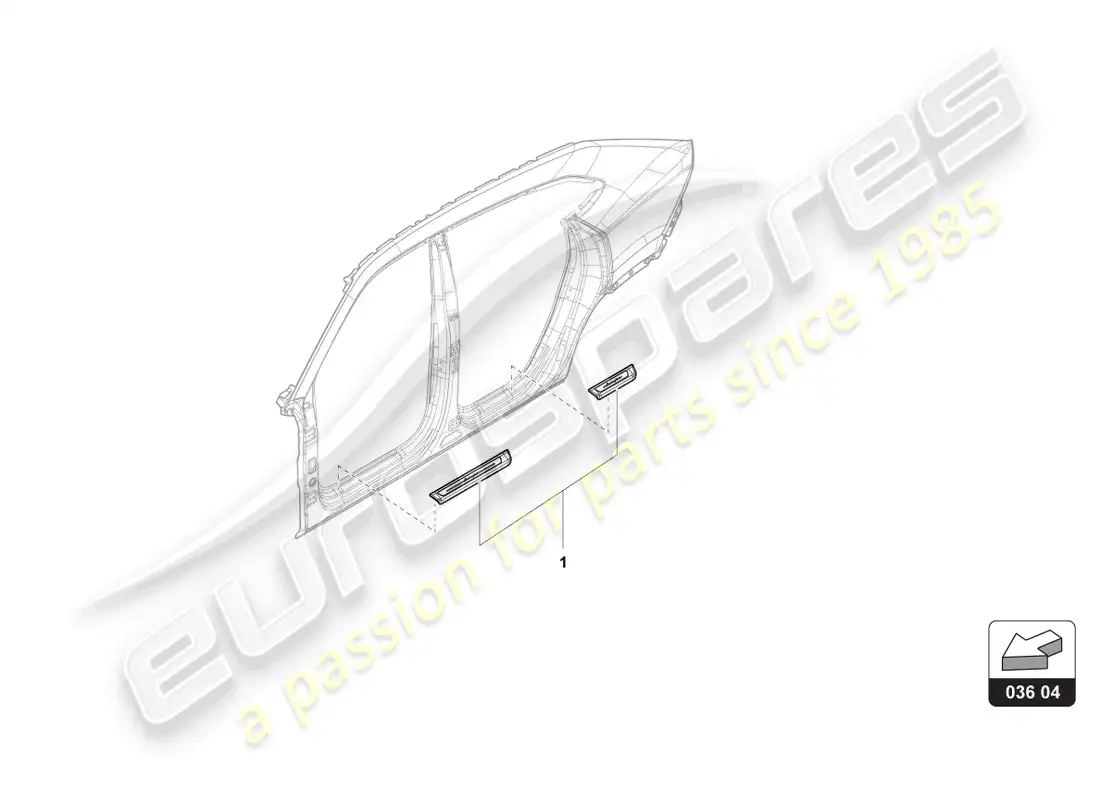 lamborghini urus s (accessories) placa del talón diagrama de piezas