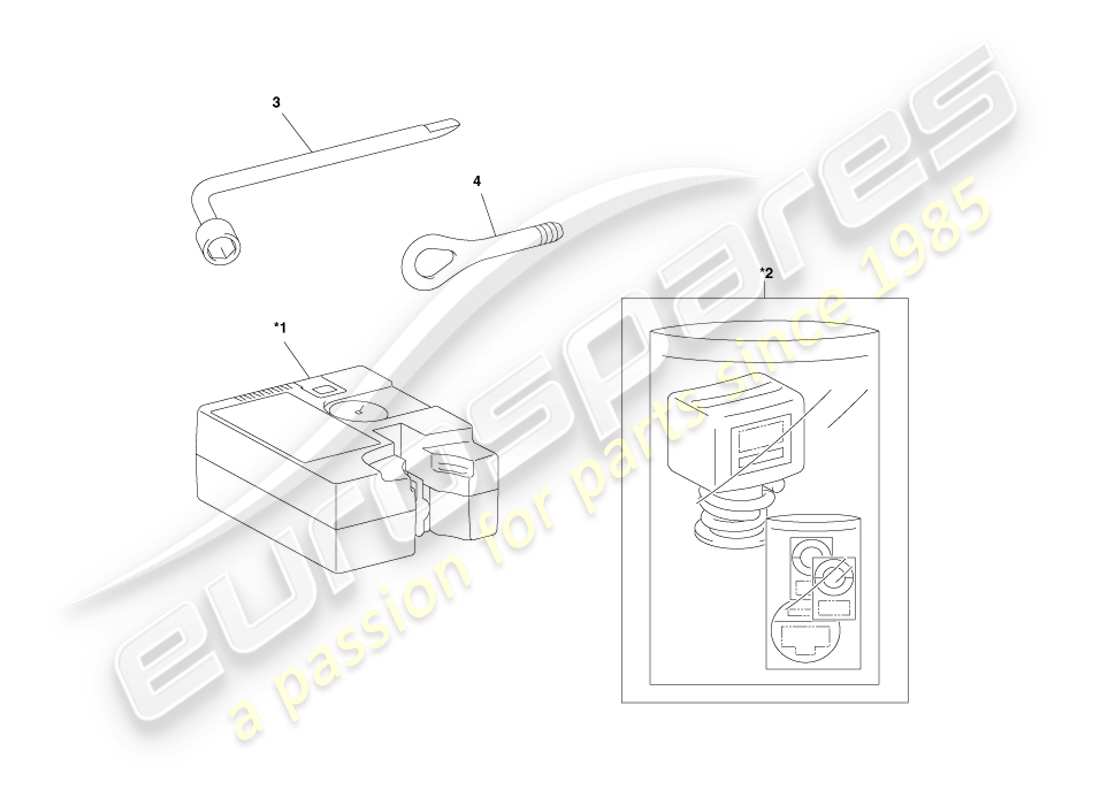 aston martin cygnet (2012) diagrama de piezas del equipo de emergencia