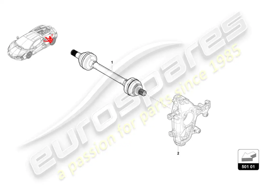 lamborghini revuelto coupe (2024) eje del eje trasero diagrama de piezas