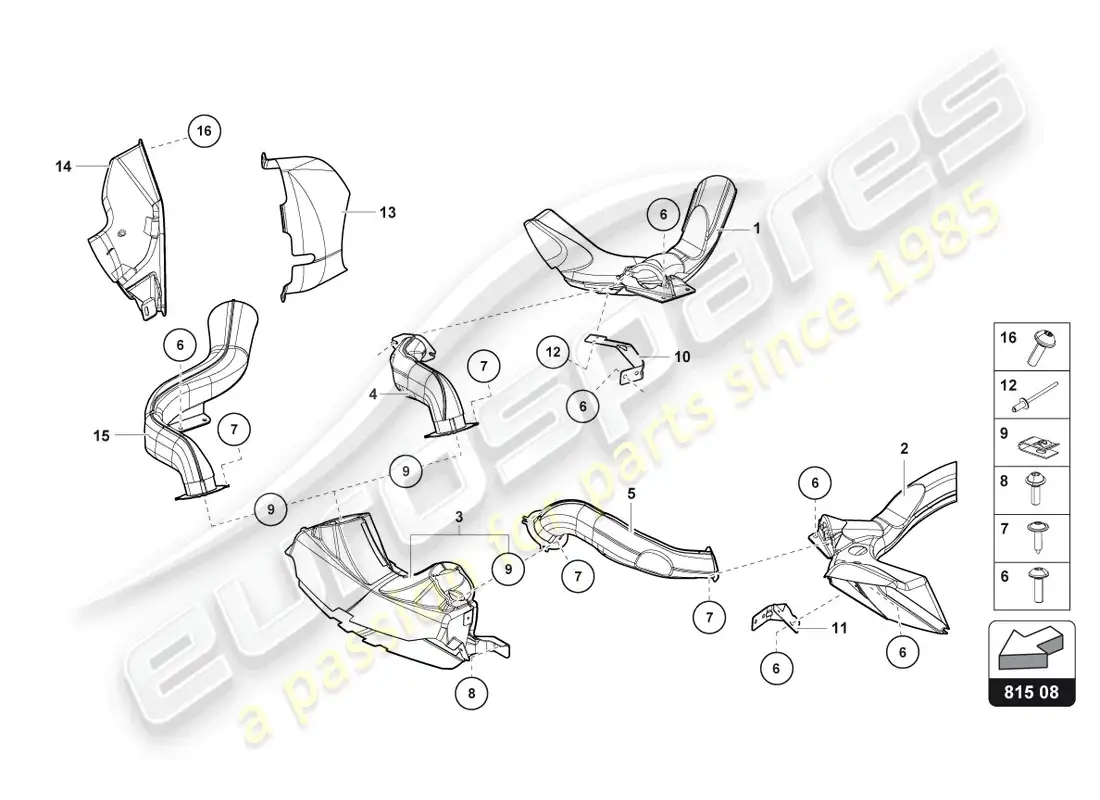 lamborghini ultimae (2022) cartón para conductos de aire diagrama de piezas