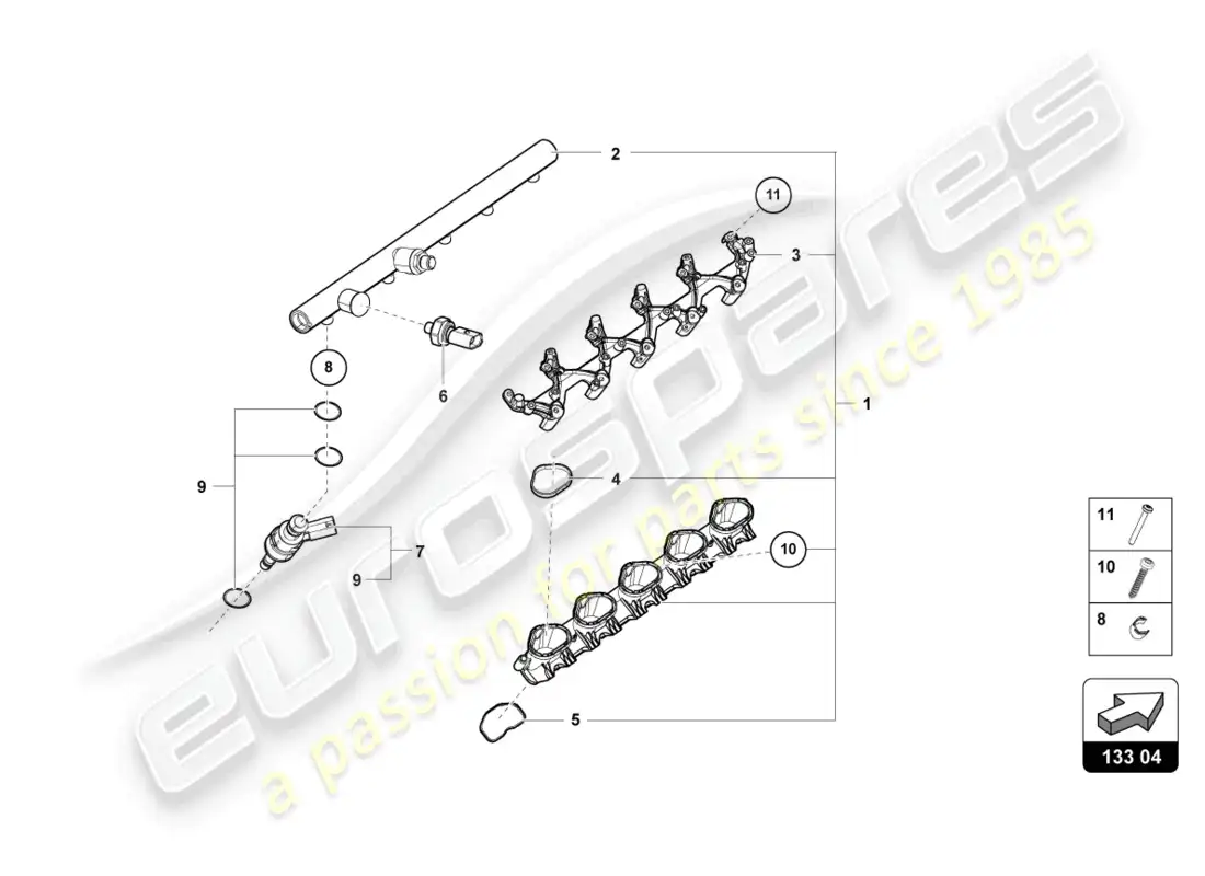 lamborghini tecnica (2024) válvula de inyección diagrama de piezas