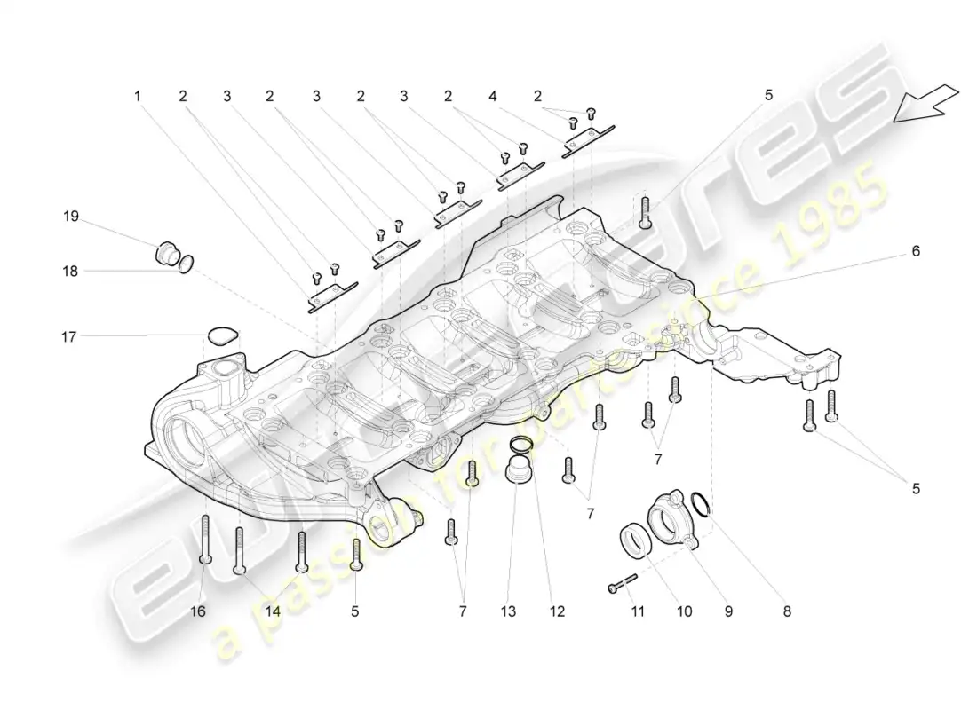 lamborghini gallardo coupe (2005) diagrama de piezas del cárter de aceite del motor