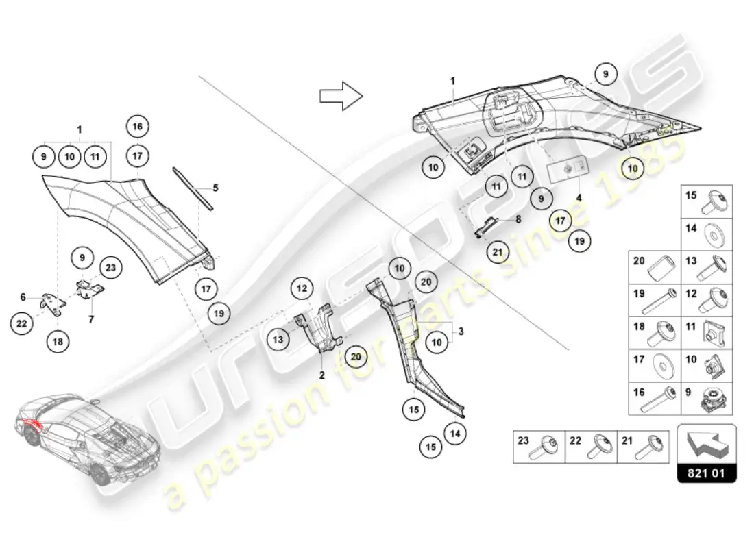 diagrama de pieza que contiene el número de pieza 47b821017a
