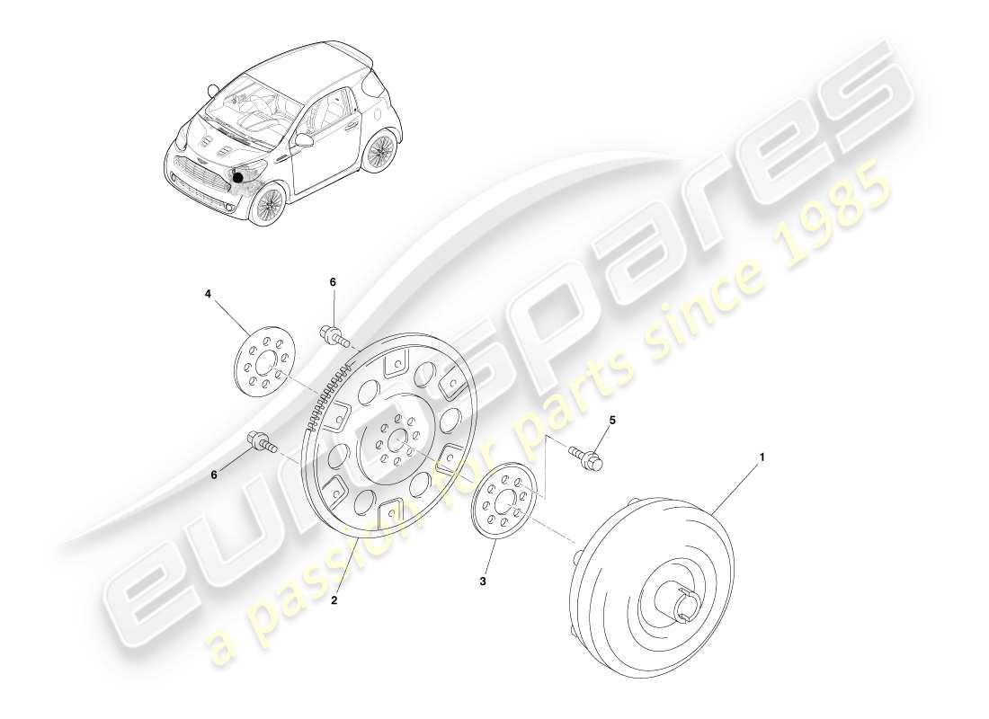 aston martin cygnet (2012) diagrama de piezas del convertidor de par