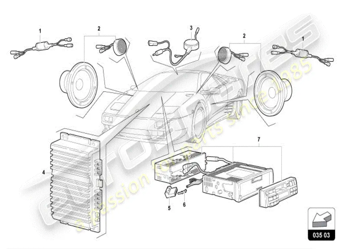 lamborghini diablo vt (1995) unidad de radio diagrama de piezas