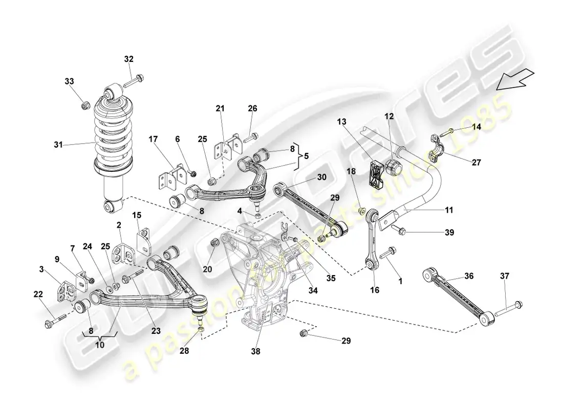 lamborghini lp570-4 sl (2012) obús trasero diagrama de piezas