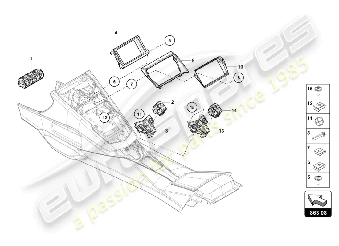 lamborghini ultimae (2022) unidad de interruptor diagrama de piezas