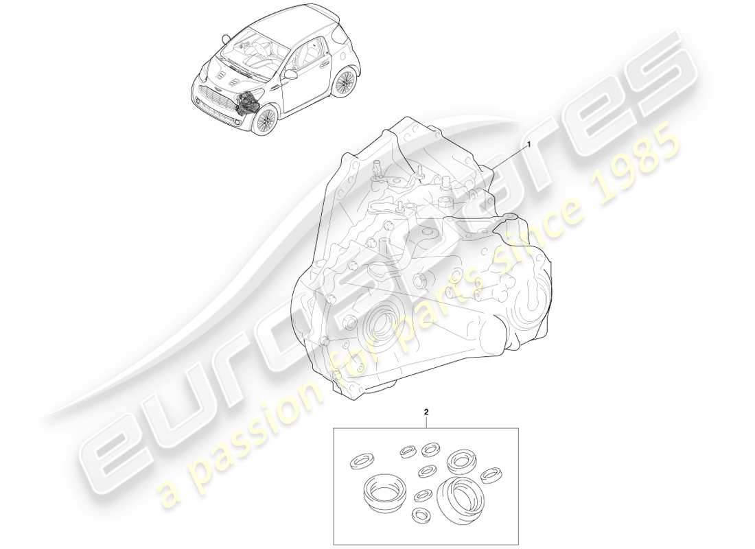 aston martin cygnet (2012) transmisión, diagrama de piezas manual