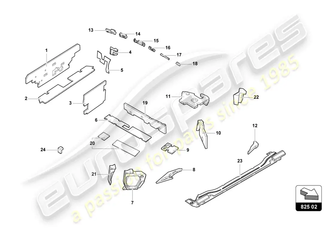 lamborghini evo spyder (2023) mojadura diagrama de piezas