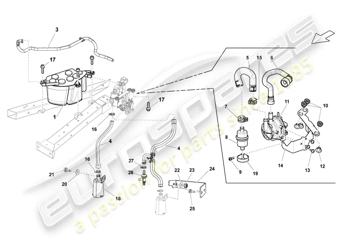 un diagrama de piezas del catálogo de piezas lamborghini gallardo
