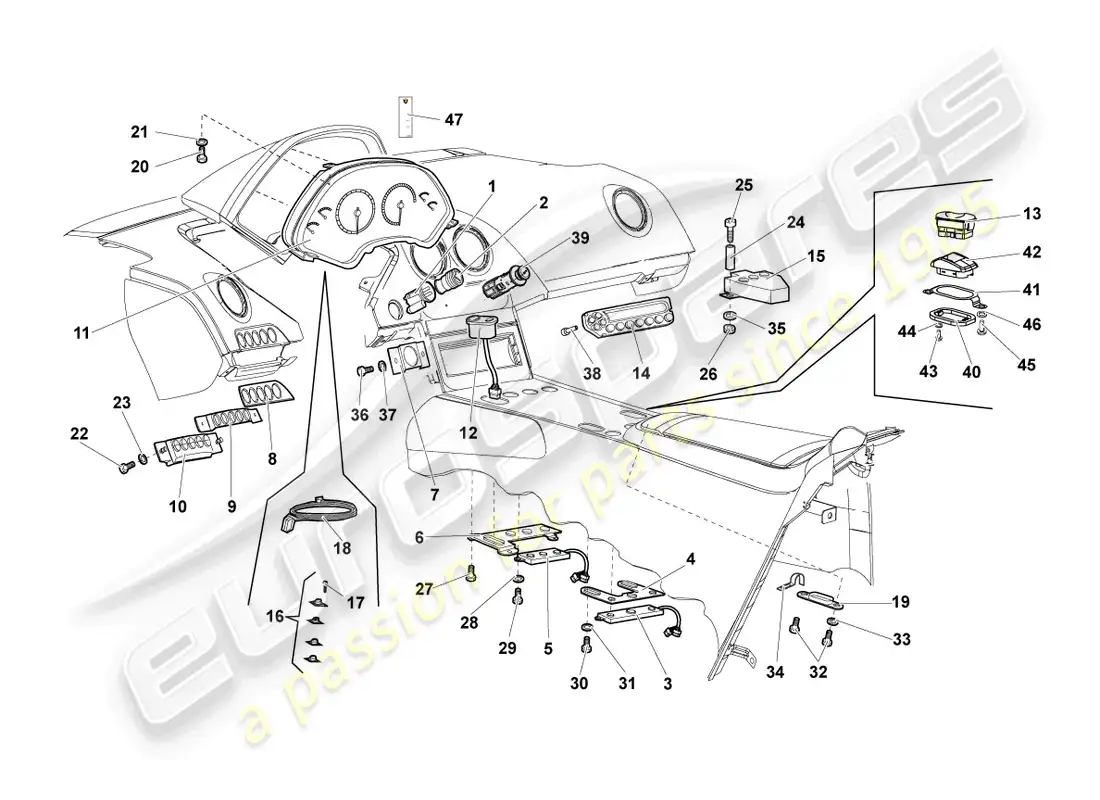 lamborghini lp640 coupe (2010) panel diagrama de piezas