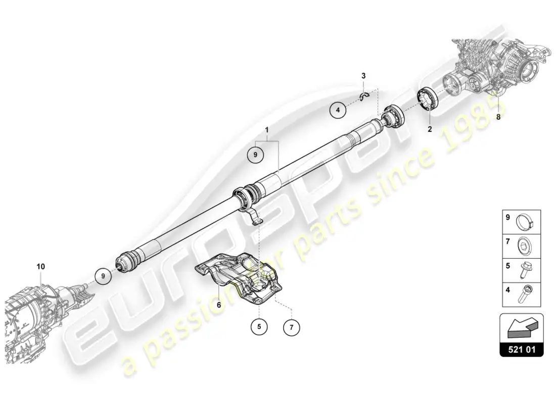 lamborghini urus s (2023) diagrama de piezas del eje de transmisión