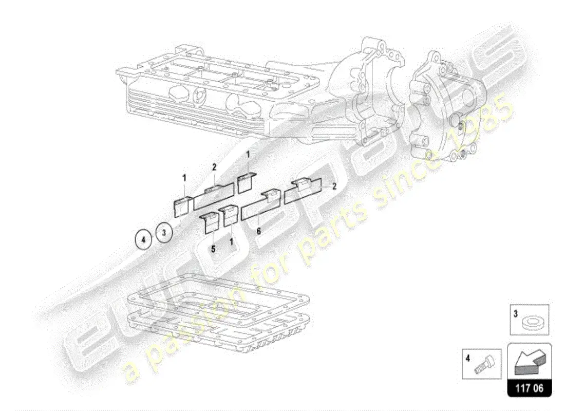 lamborghini diablo vt (1998) deflectores del cárter de aceite diagrama de piezas