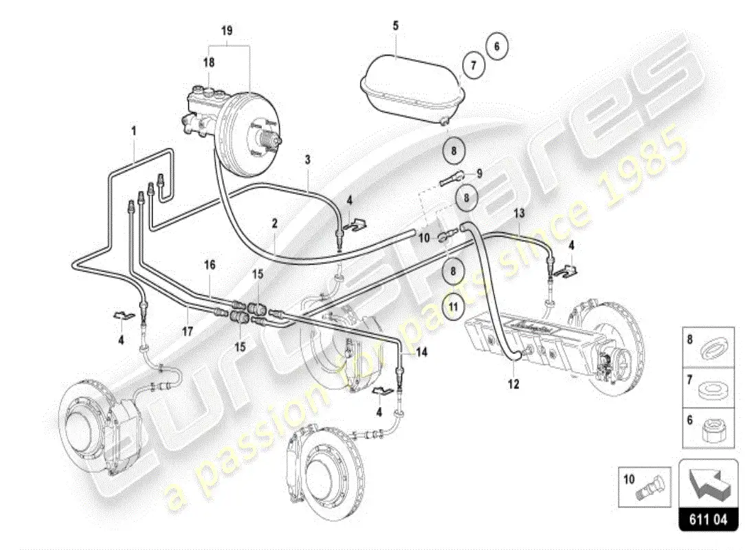 lamborghini diablo vt (1998) bomba de vacío para servo freno diagrama de piezas