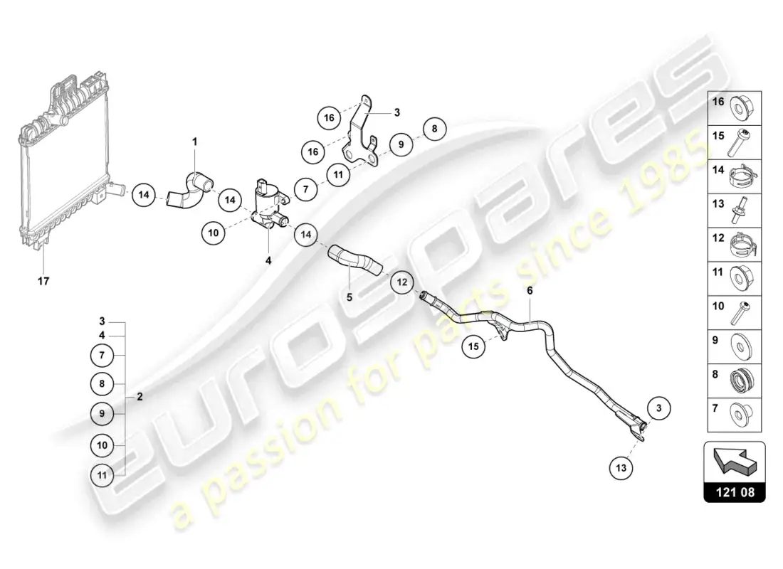 lamborghini urus s (2023) coolant pipe diagrama de piezas