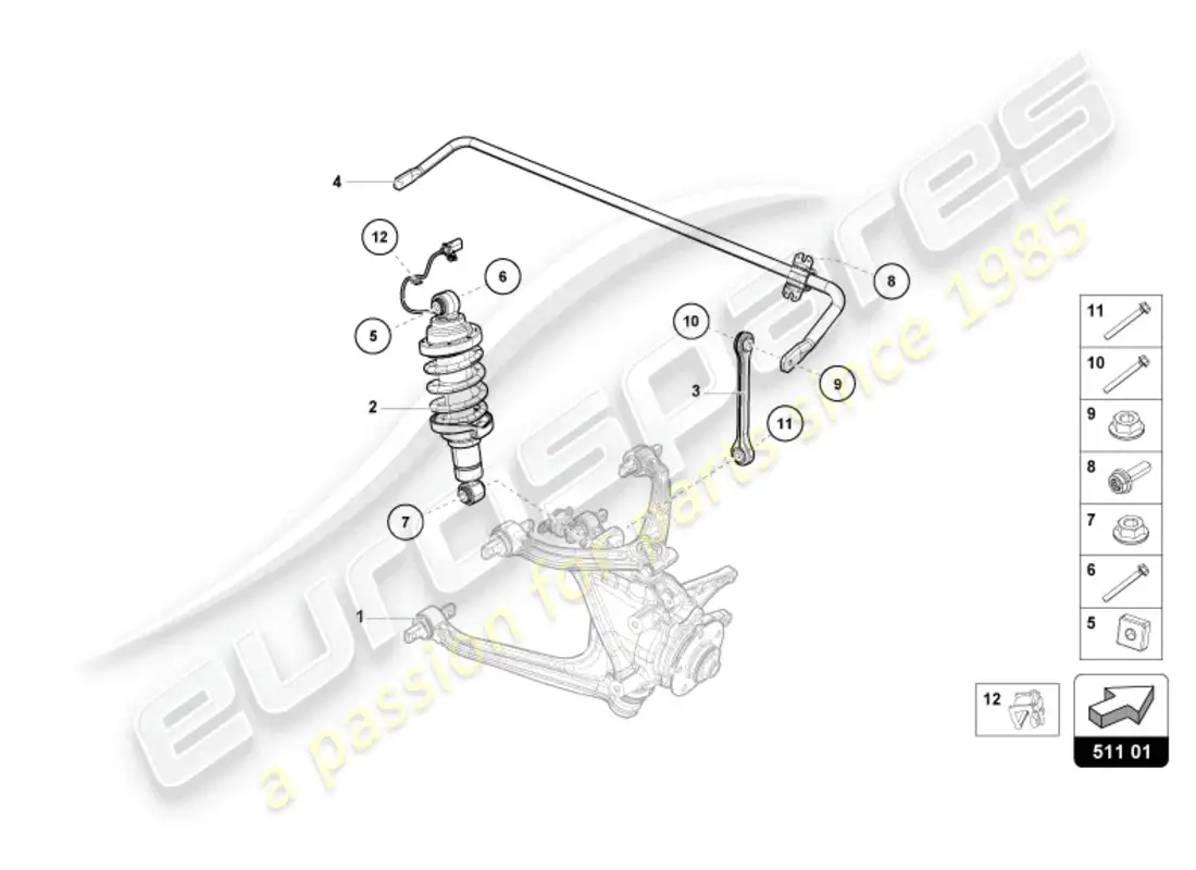 lamborghini sto (2024) amortiguador diagrama de piezas