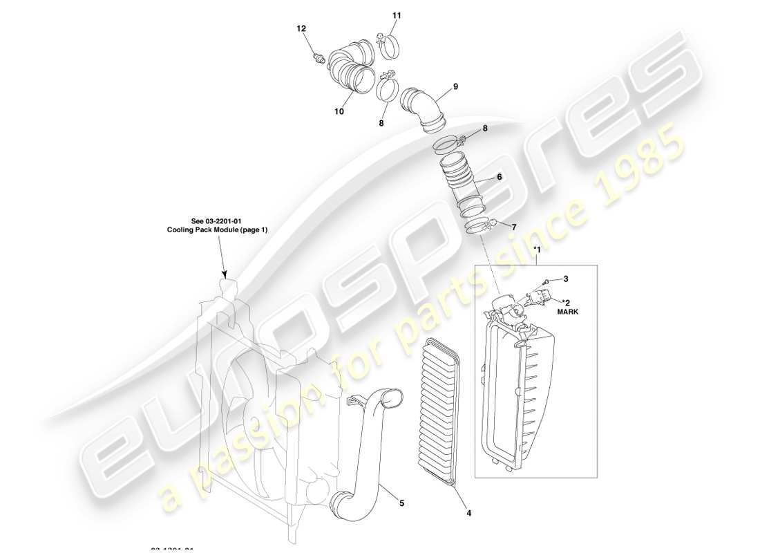 aston martin cygnet (2012) diagrama de piezas del limpiador de aire