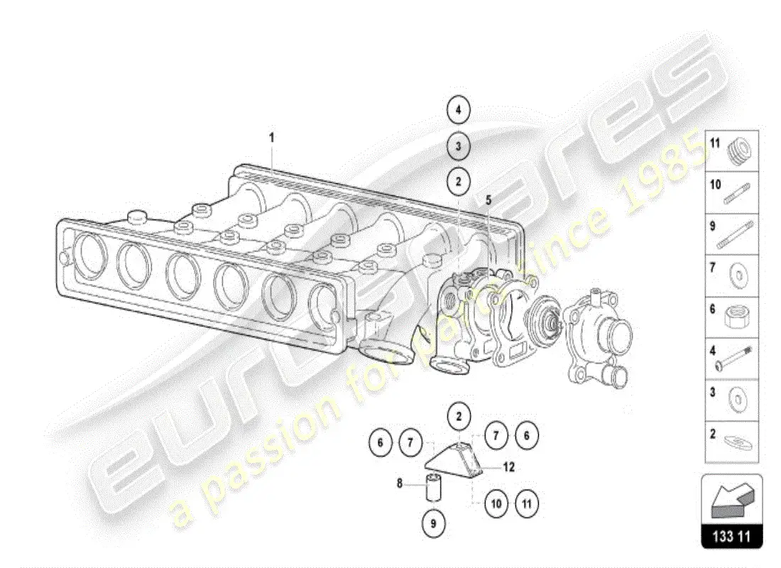 lamborghini diablo vt (1995) colector de admisión (desde vin 12382) diagrama de piezas