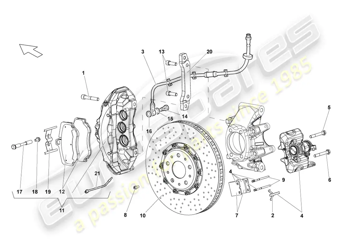 lamborghini lp640 coupe (2007) freno de disco trasero diagrama de piezas